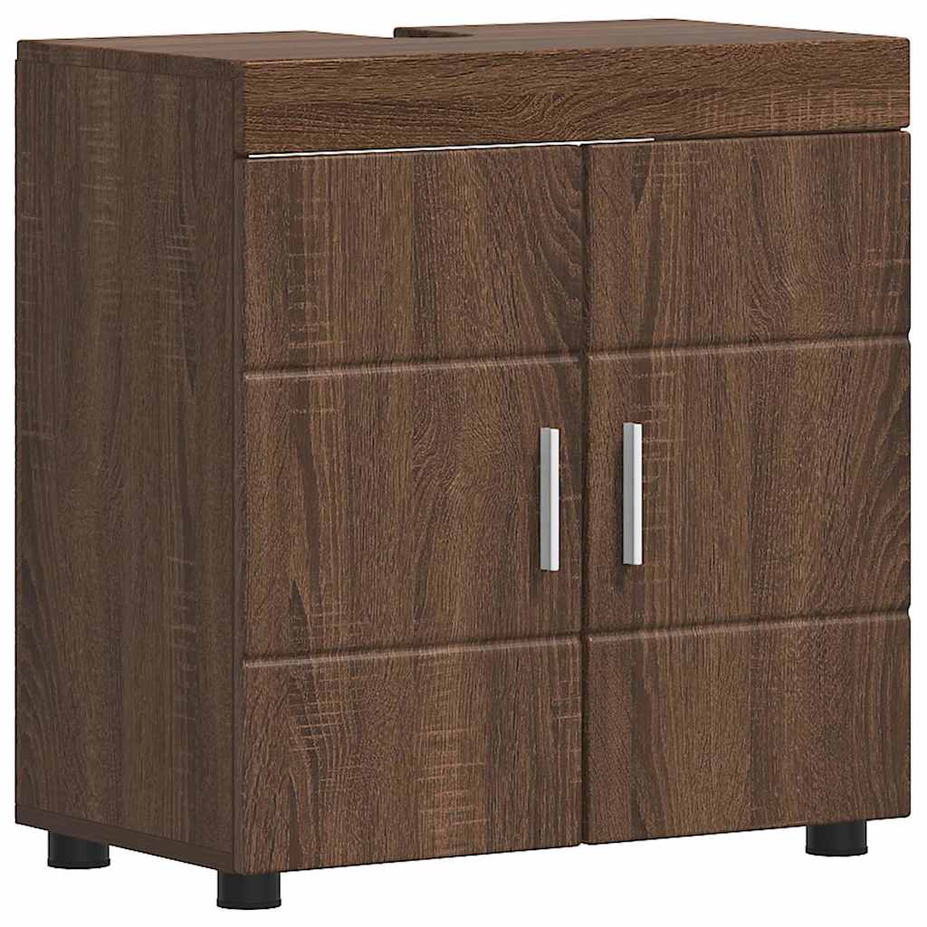 vidaXL Bathroom Basin Cabinet with Storage Brown oak 60 x 34 x 63 cm