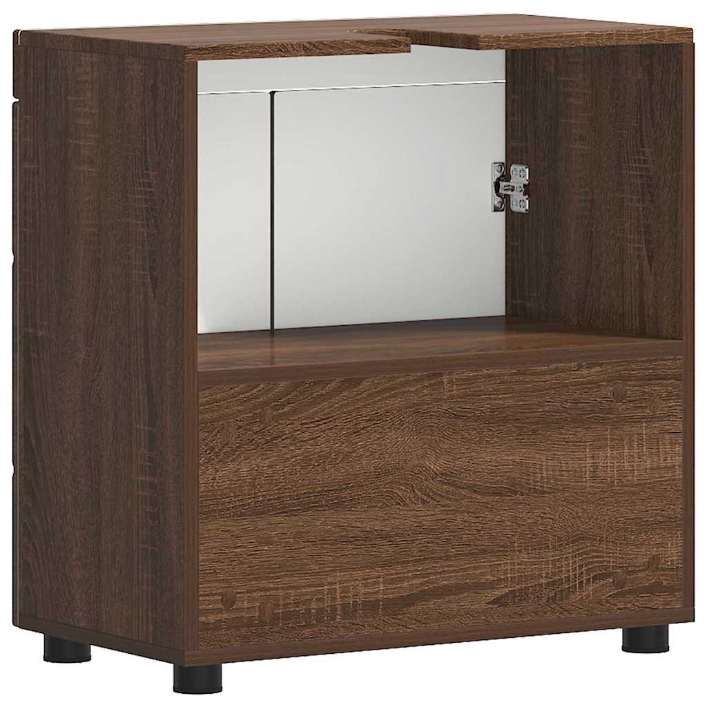 vidaXL Bathroom Basin Cabinet with Storage Brown oak 60 x 34 x 63 cm