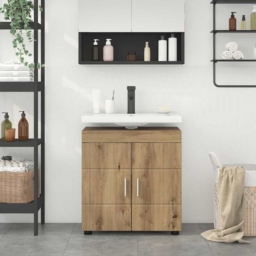 vidaXL Bathroom Basin Cabinet with Storage Artisan oak 60 x 34 x 63 cm