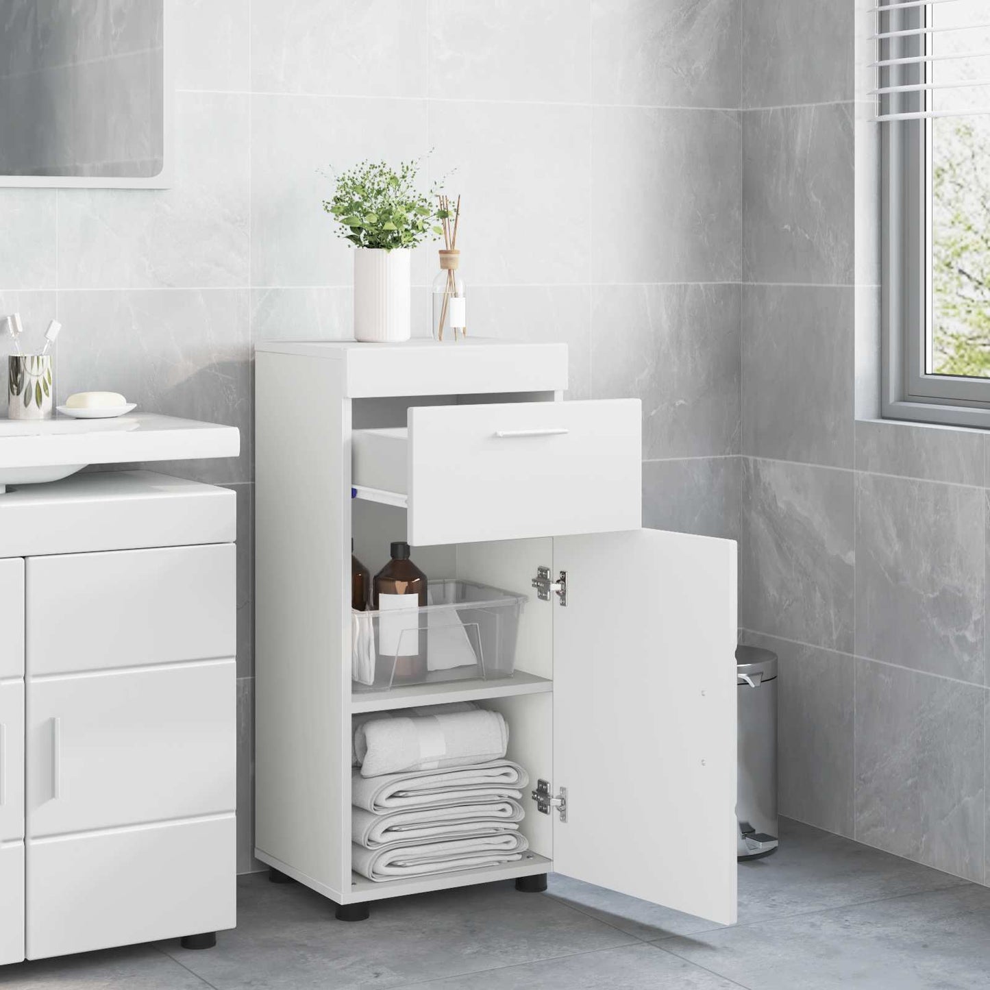 Bathroom Cabinet Set TULUM High Gloss White 37 x 31.5 x 82 cm