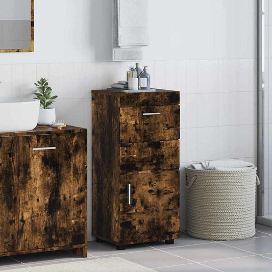 vidaXL Bathroom Cabinet Smoked oak 37 x 31.5 x 82 cm Engineered wood