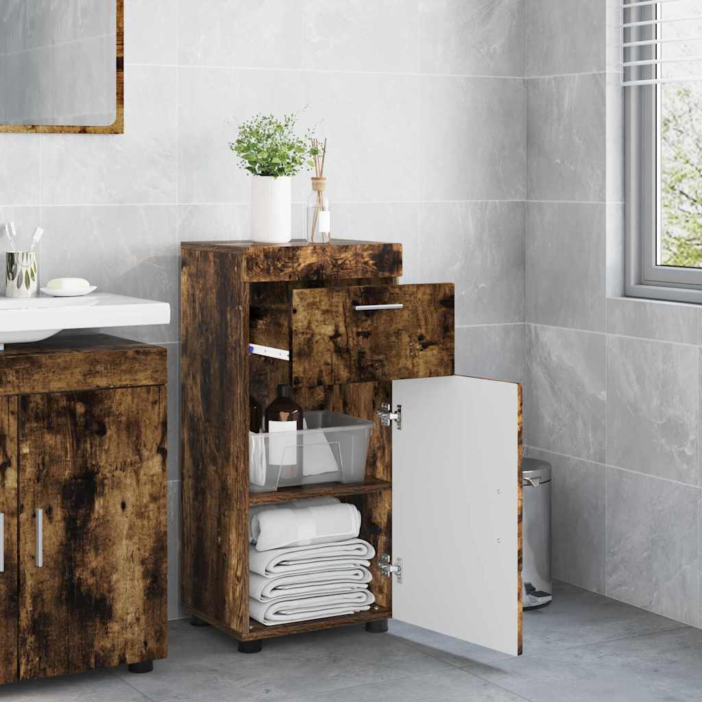 vidaXL Bathroom Cabinet Smoked oak 37 x 31.5 x 82 cm Engineered wood