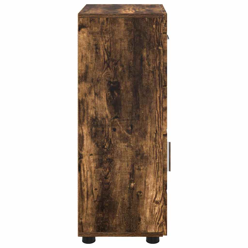 vidaXL Bathroom Cabinet Smoked oak 37 x 31.5 x 82 cm Engineered wood