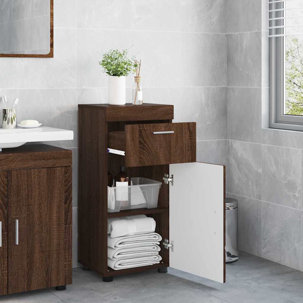 vidaXL Bathroom Cabinet Brown oak 37 x 31.5 x 82 cm Engineered wood