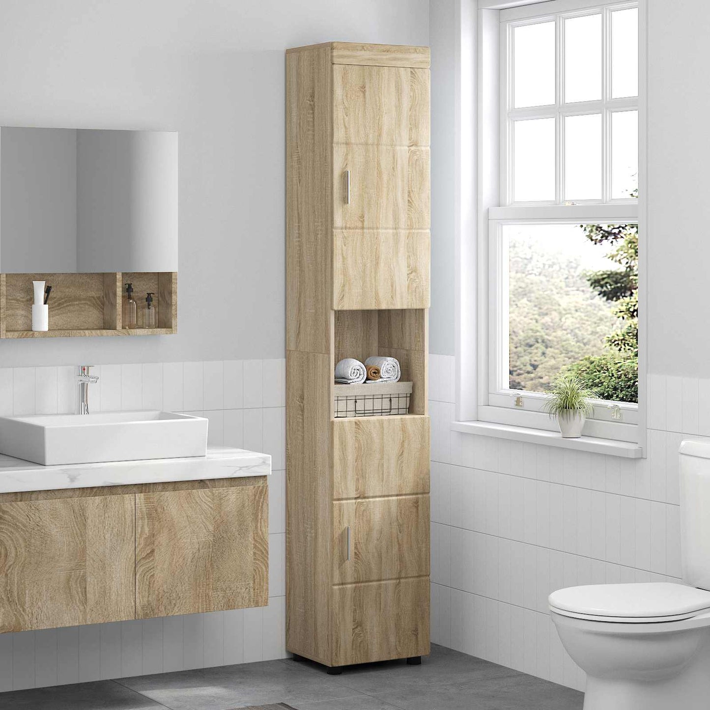 Bathroom Cabinet Set TULUM Sonoma Oak 37 x 31.5 x 203 cm