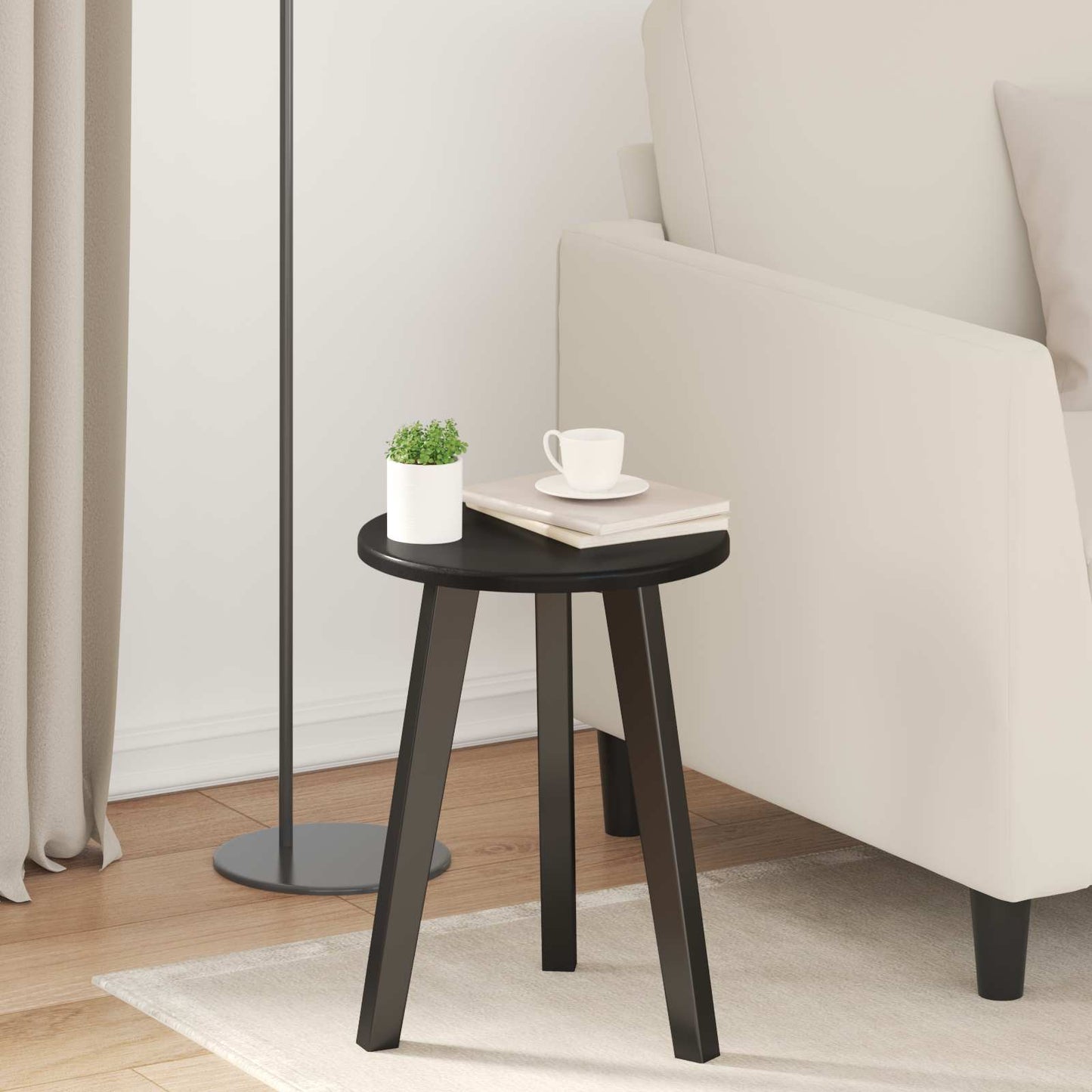 Table Top Ø 30 x 1.5 cm Round Engineered Wood Black