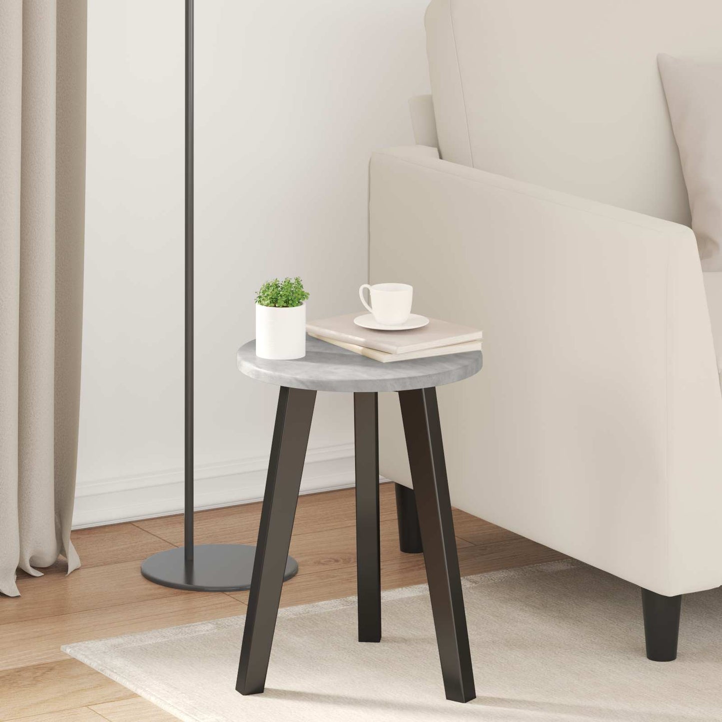 Table Top Ø 30 x 1.5 cm Round Engineered Wood Concrete Grey