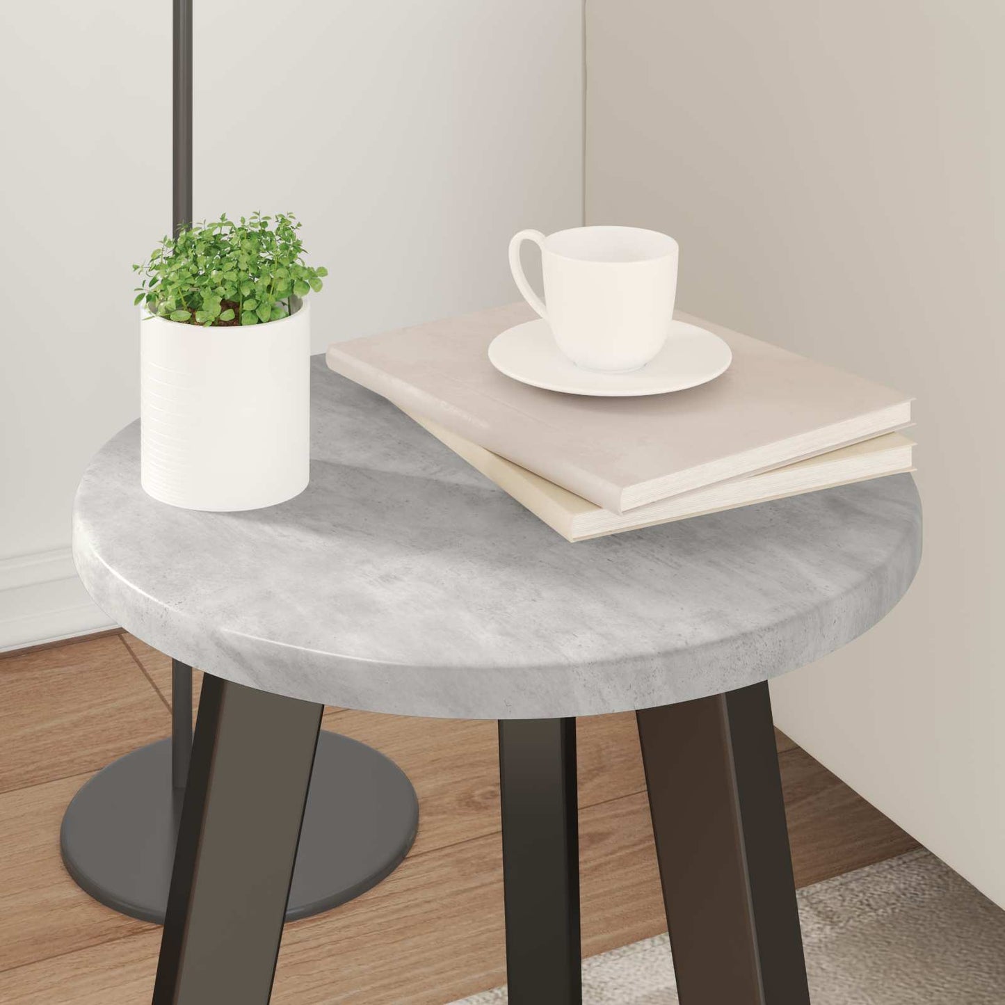 Table Top Ø 30 x 1.5 cm Round Engineered Wood Concrete Grey
