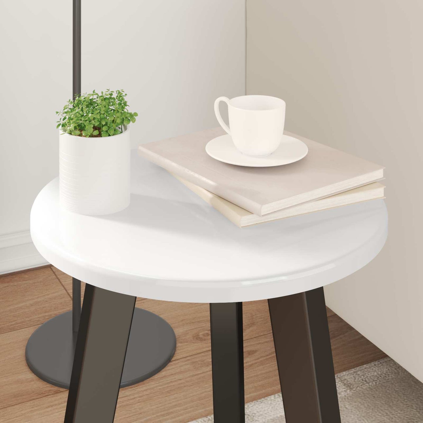Table Top Ø 30 x 1.5 cm Round Engineered Wood High Gloss White