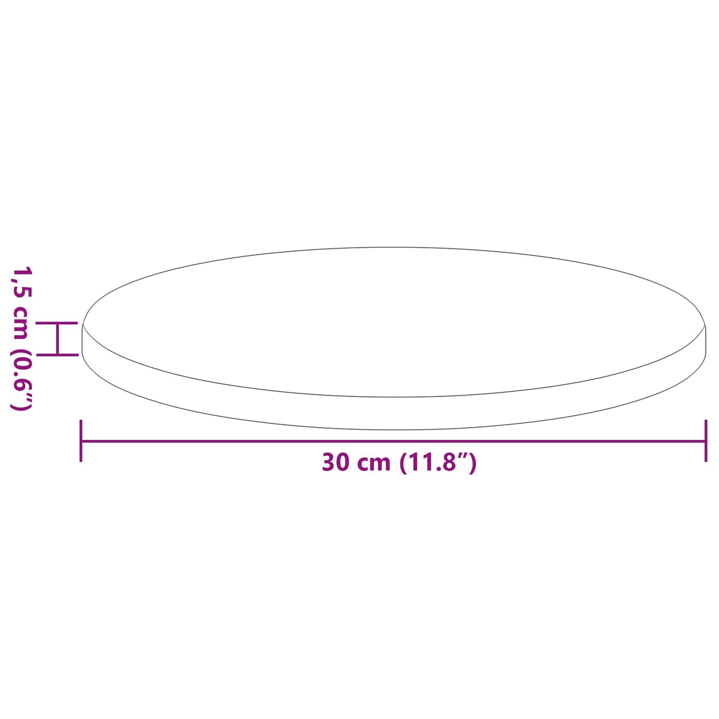 Table Top Ø 30 x 1.5 cm Round Engineered Wood High Gloss White