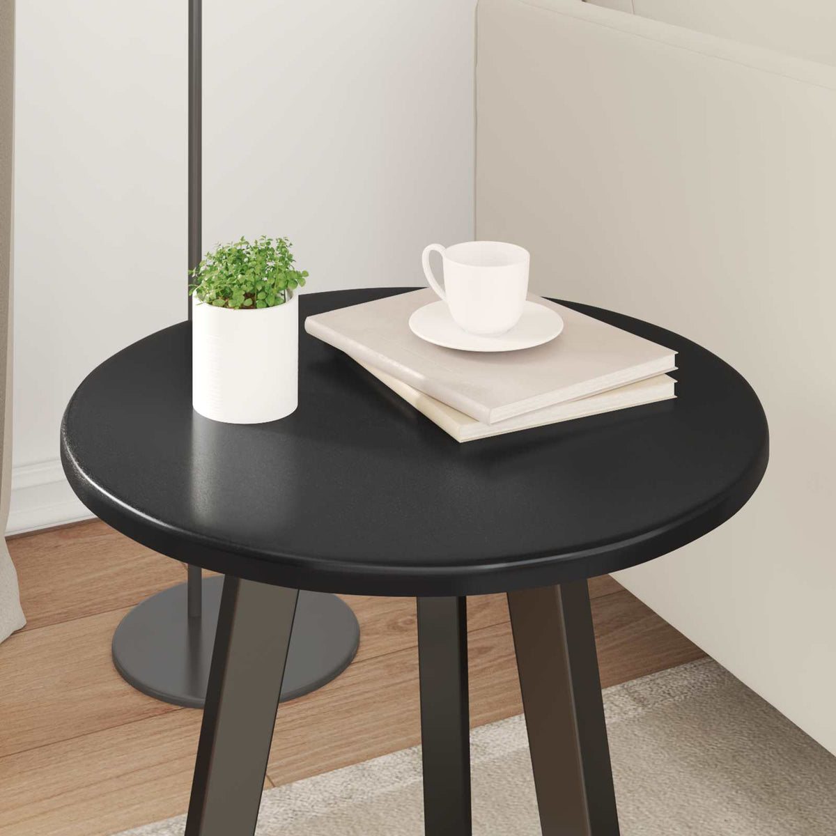Table Top Ø 40 x 1.5 cm Round Engineered Wood Black