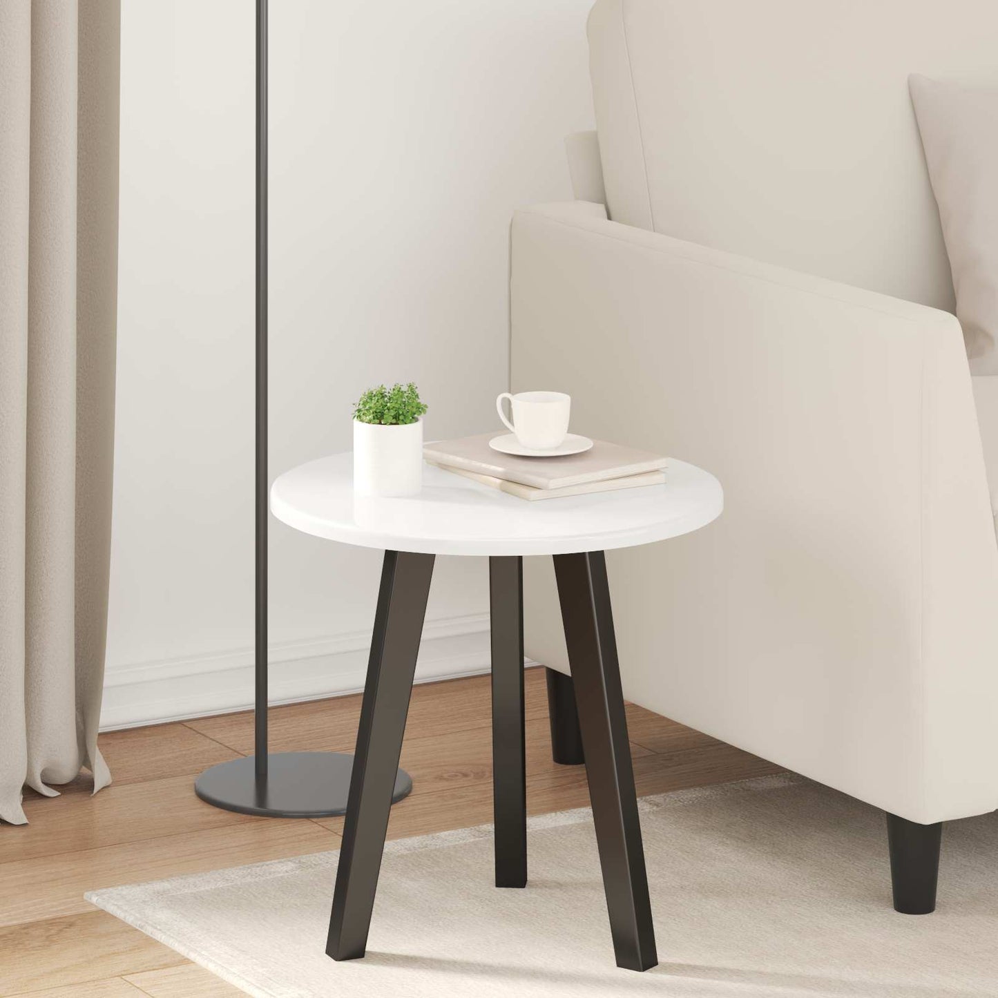 Table Top Ø 40 x 1.5 cm Round Engineered Wood High Gloss White