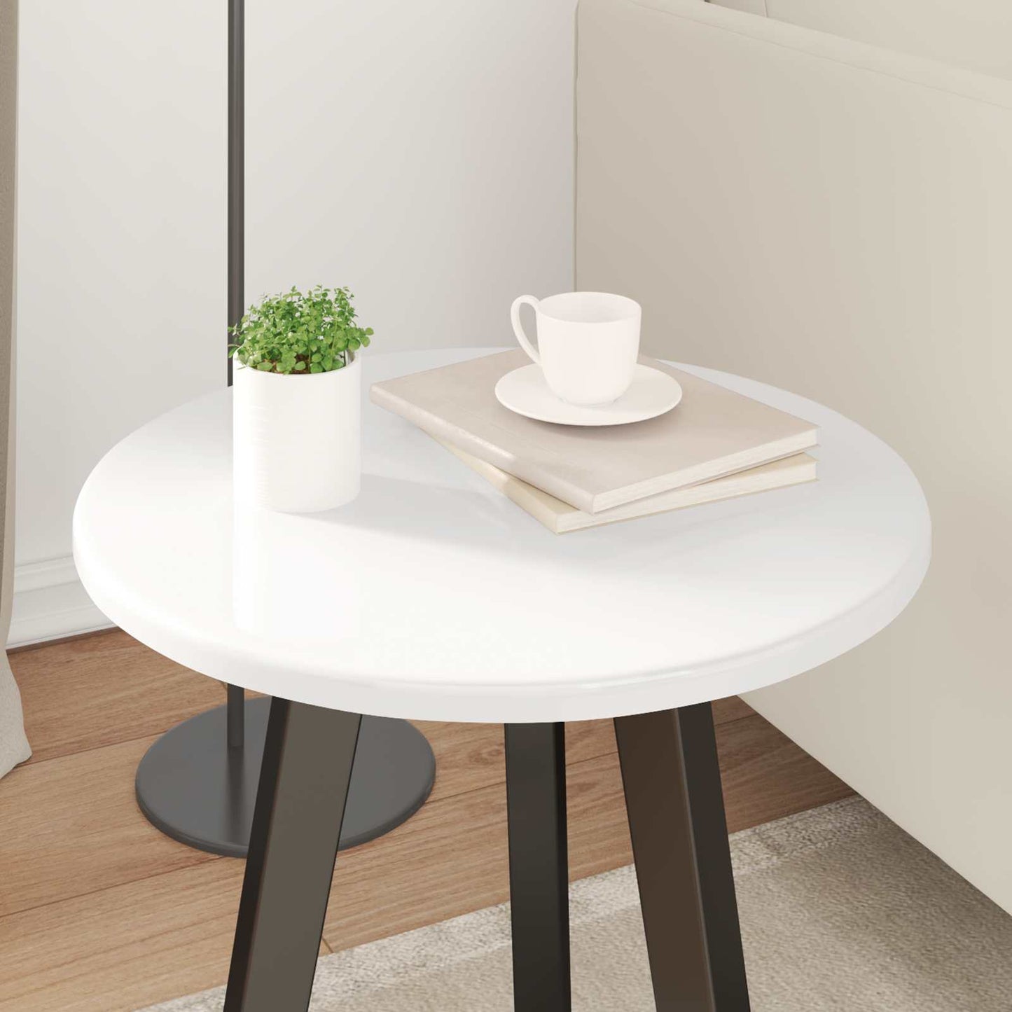 Table Top Ø 40 x 1.5 cm Round Engineered Wood High Gloss White