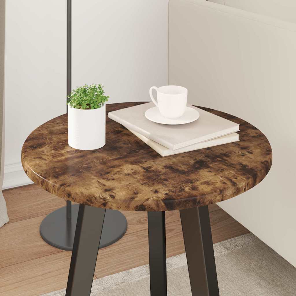 Table Top Ø 40 x 1.5 cm Round Engineered Wood Smoked Oak