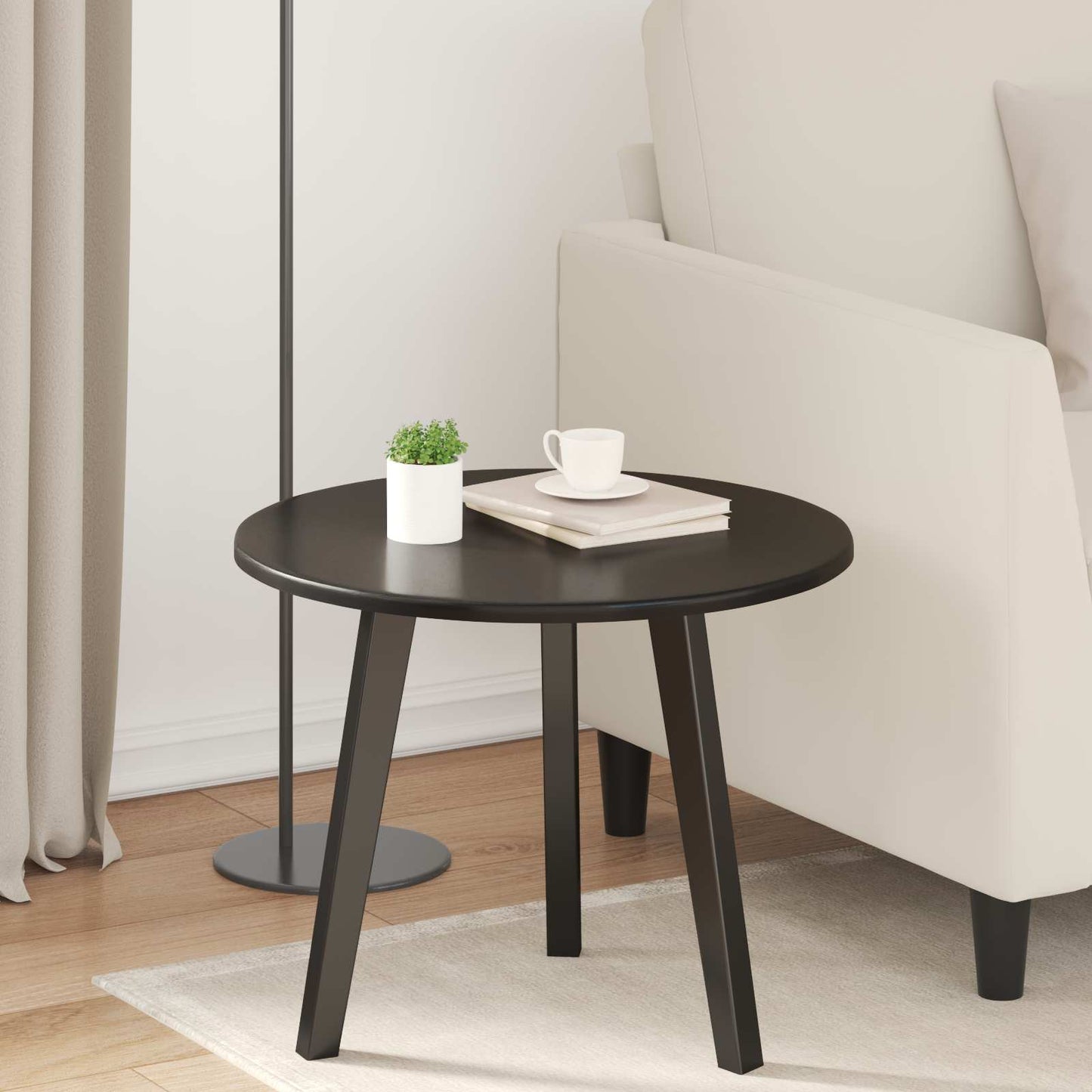 Table Top Ø 50 x 1.5 cm Round Engineered Wood Black