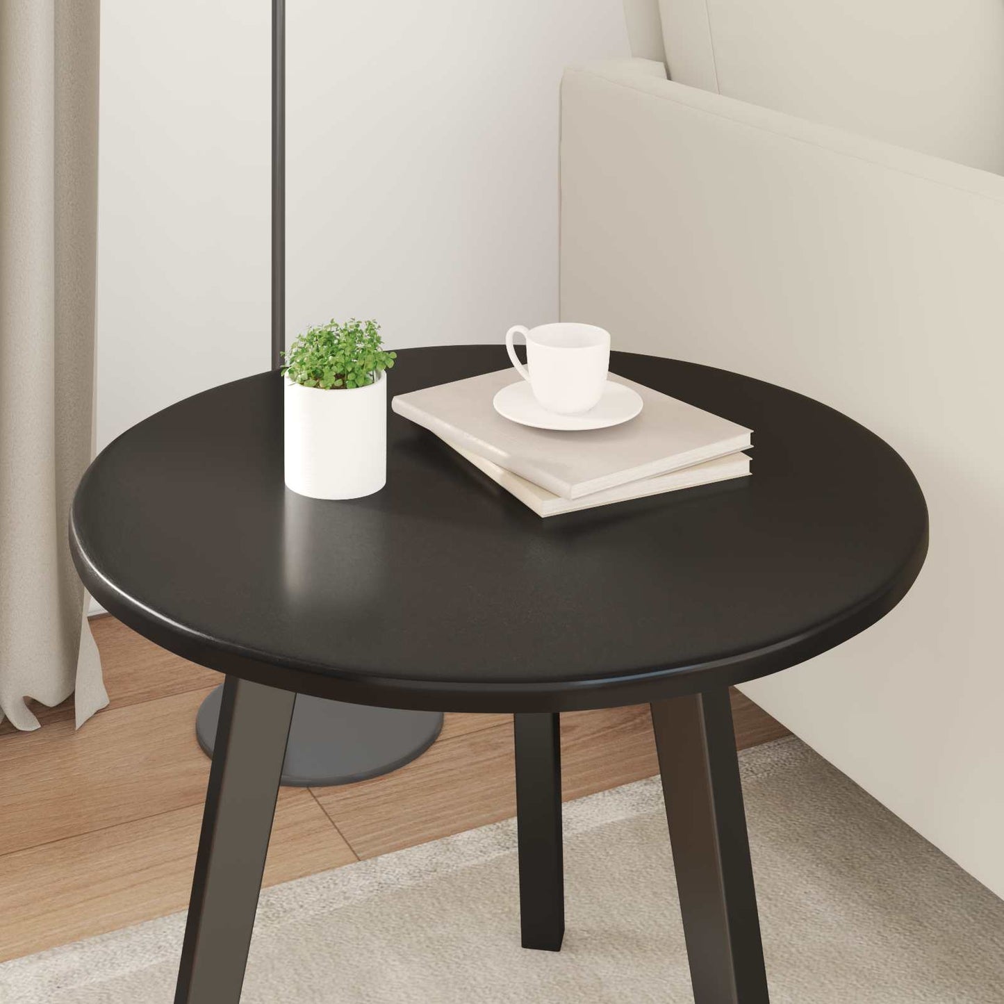 Table Top Ø 50 x 1.5 cm Round Engineered Wood Black