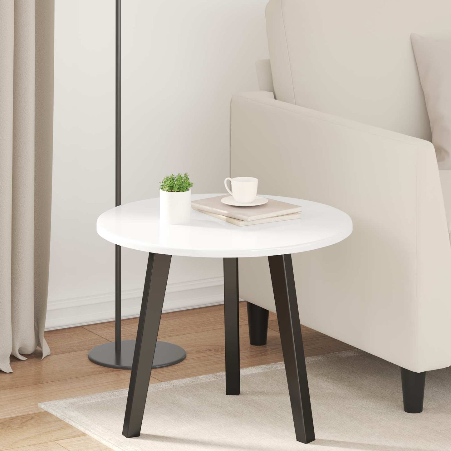 Table Top Ø 50 x 1.5 cm Round Engineered Wood High Gloss White