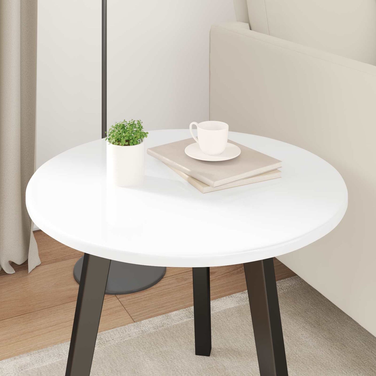 Table Top Ø 50 x 1.5 cm Round Engineered Wood High Gloss White