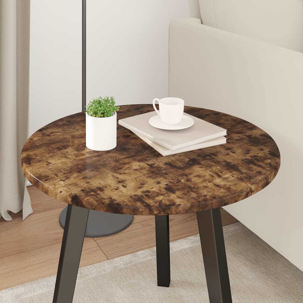 Table Top Ø 50 x 1.5 cm Round Engineered Wood Smoked Oak