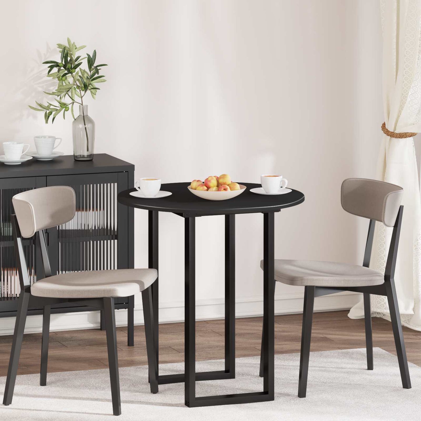 Table Top Ø 70 x 1.5 cm Round Engineered Wood Black