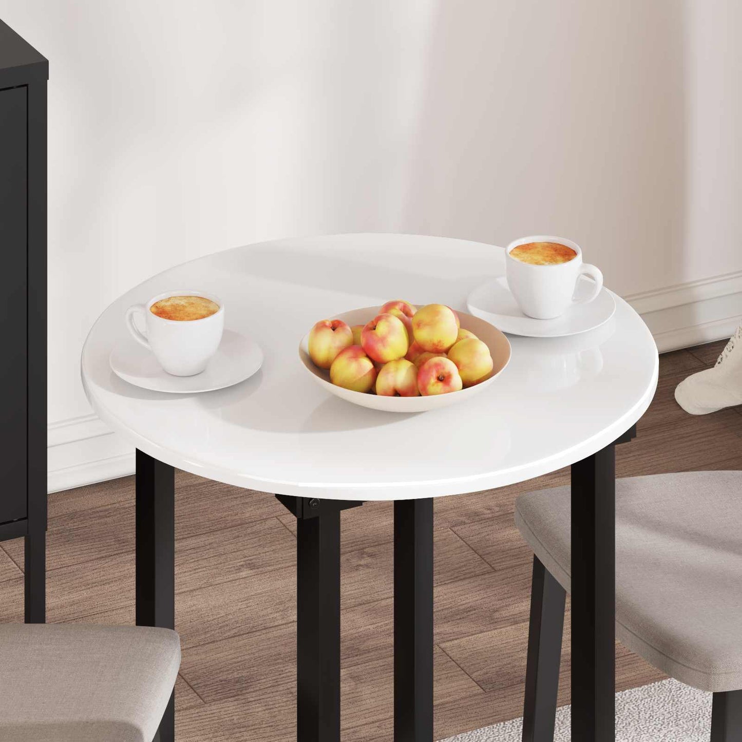 Table Top Ø 70 x 1.5 cm Round Engineered Wood High Gloss White