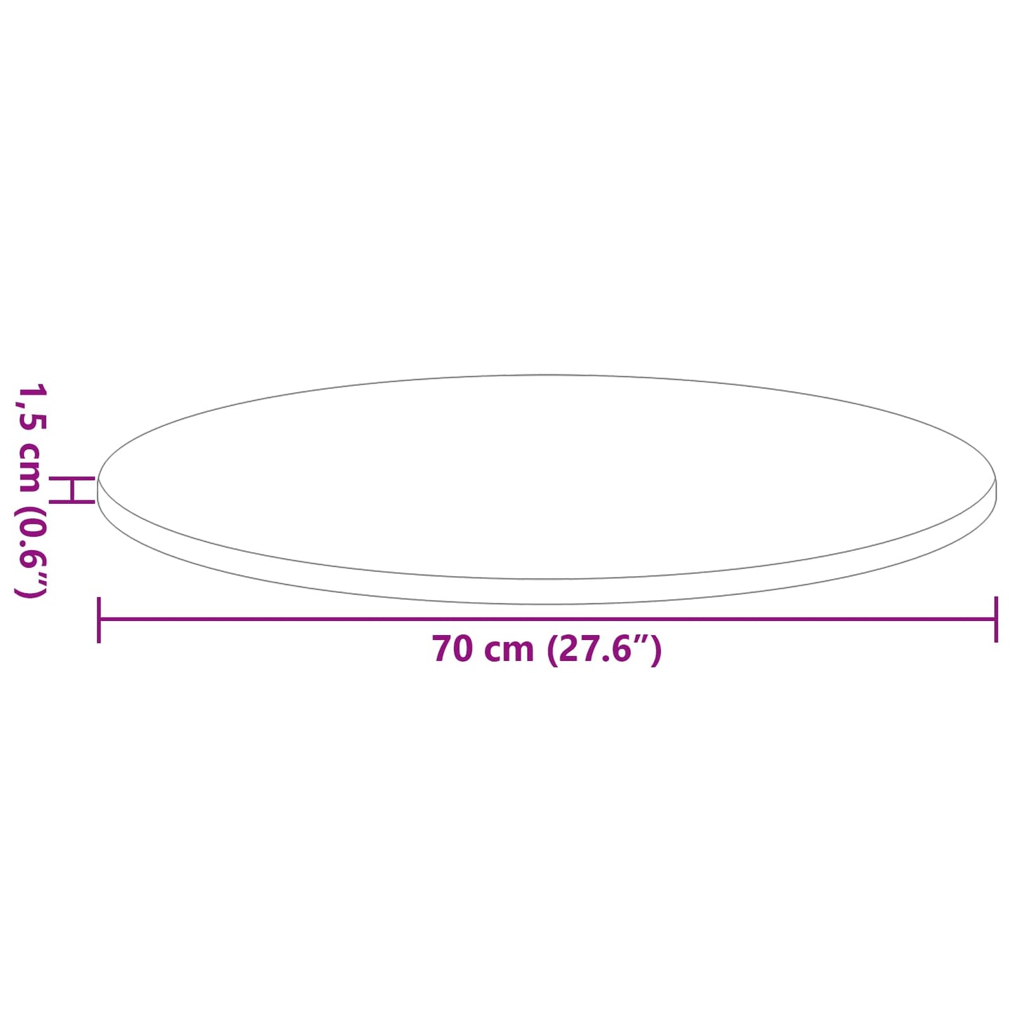 Table Top Ø 70 x 1.5 cm Round Engineered Wood High Gloss White