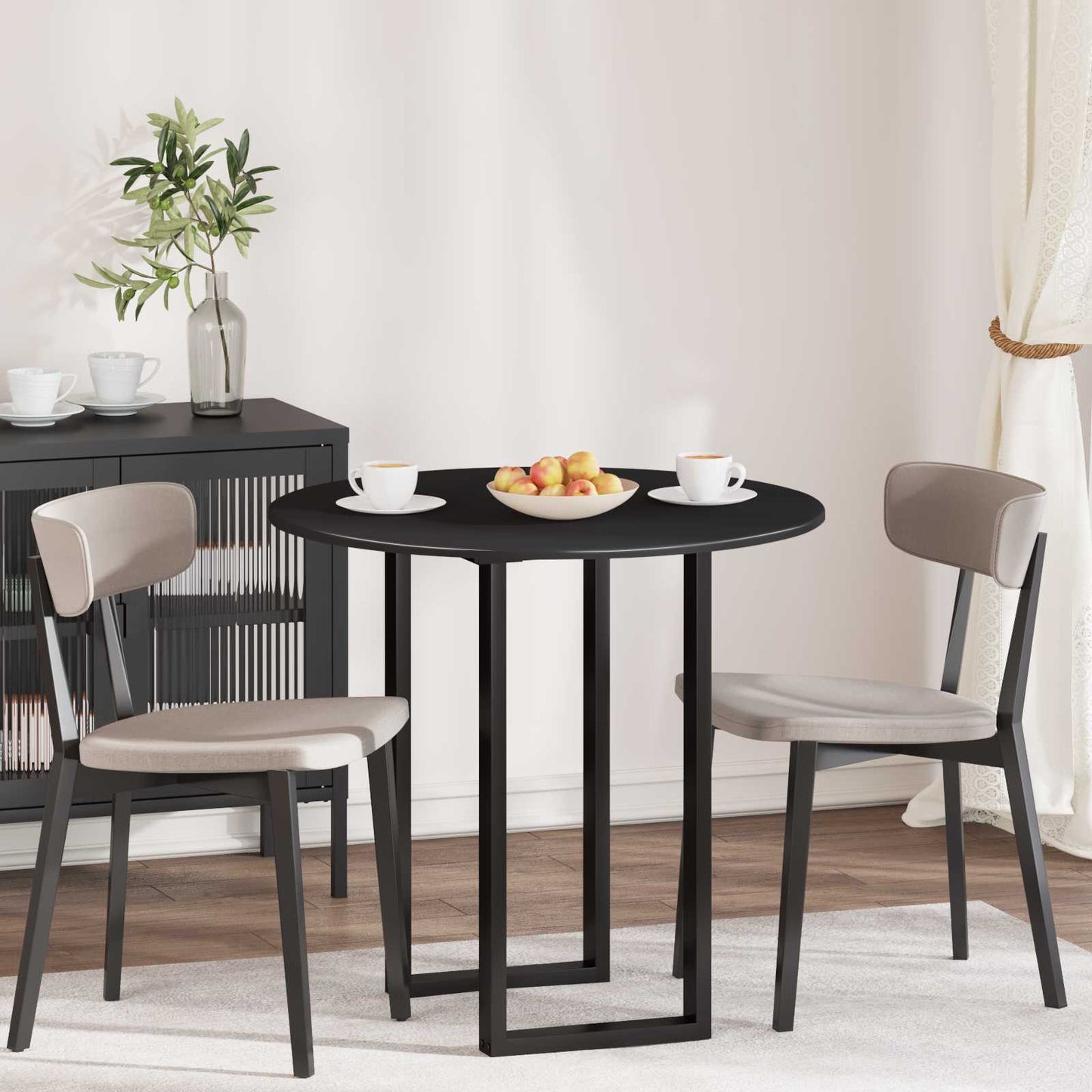 Table Top Ø 80 x 1.5 cm Round Engineered Wood Black