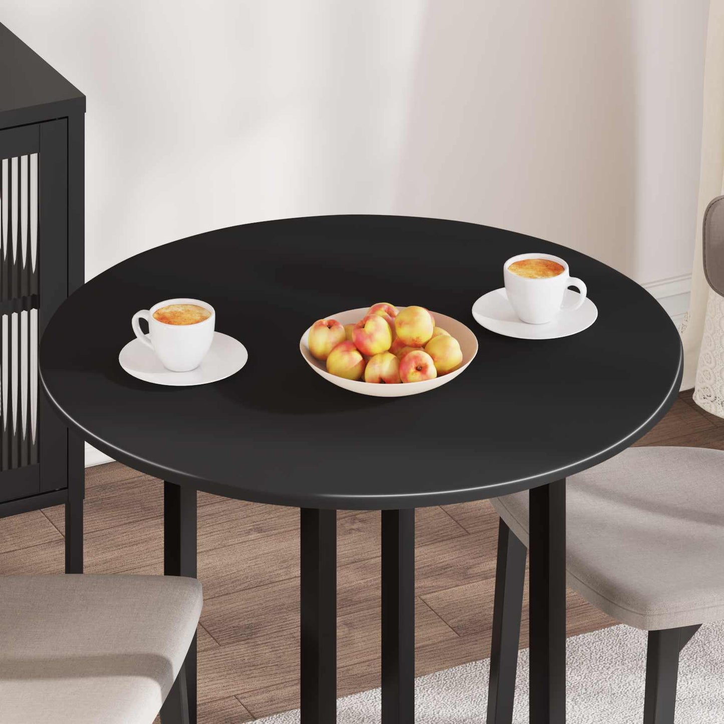 Table Top Ø 80 x 1.5 cm Round Engineered Wood Black