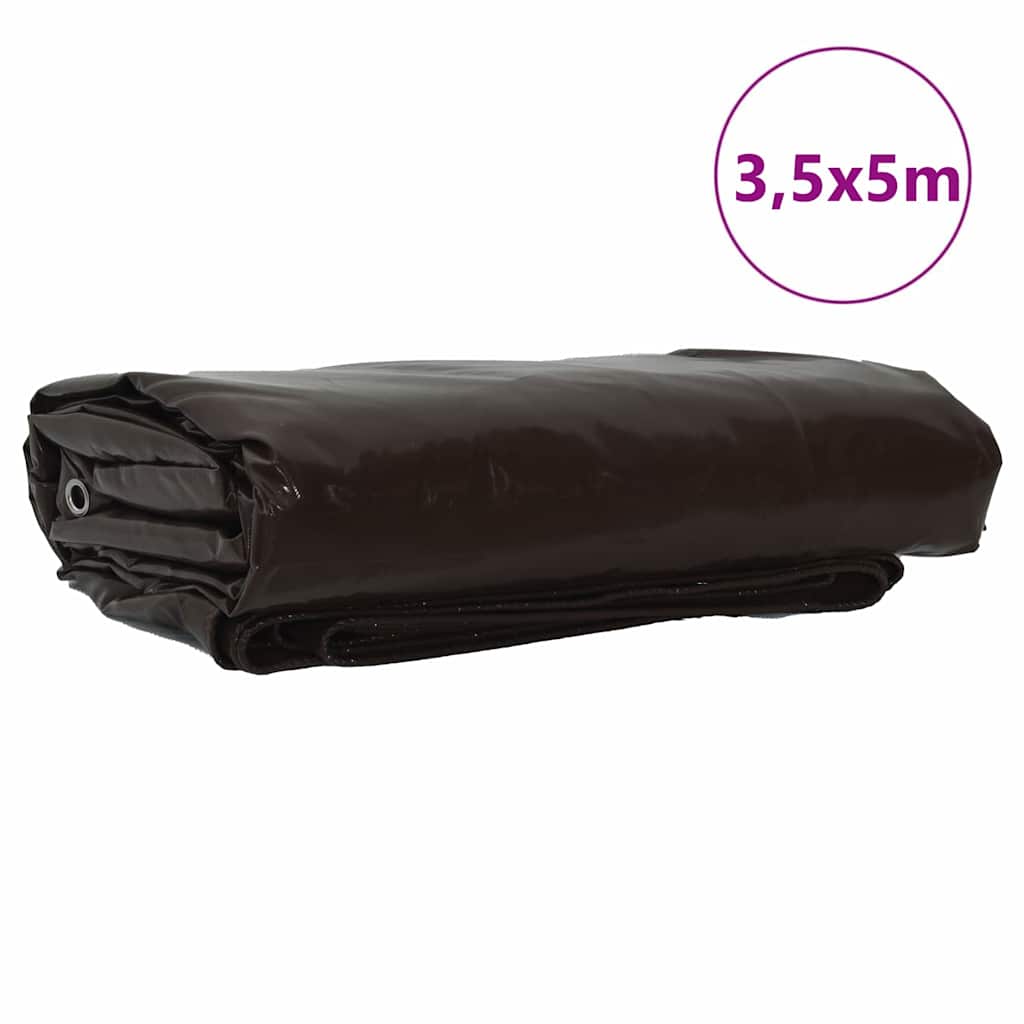 Tarpaulin 650g / m² Brown 3.5 x 5 m Canvas with PVC Coating