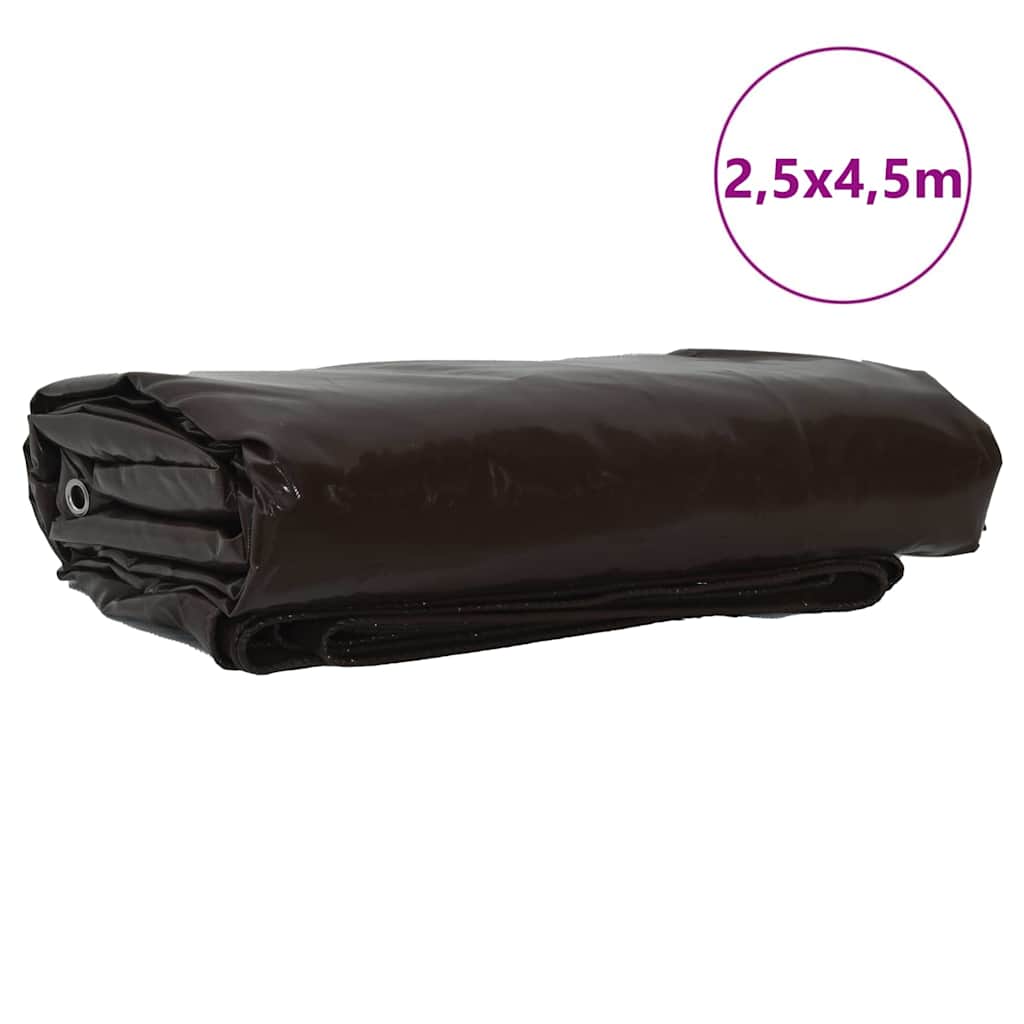 Tarpaulin 650g / m² Brown 2.5 x 4.5 m Canvas with PVC Coating
