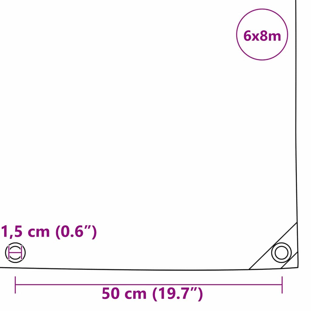 Tarpaulin 650g / m² Beige 6 x 8 m Canvas with PVC Coating