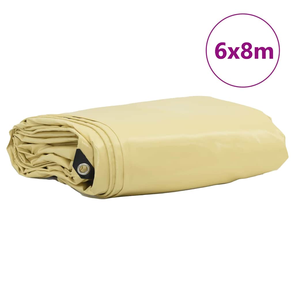 Tarpaulin 650g / m² Beige 6 x 8 m Canvas with PVC Coating