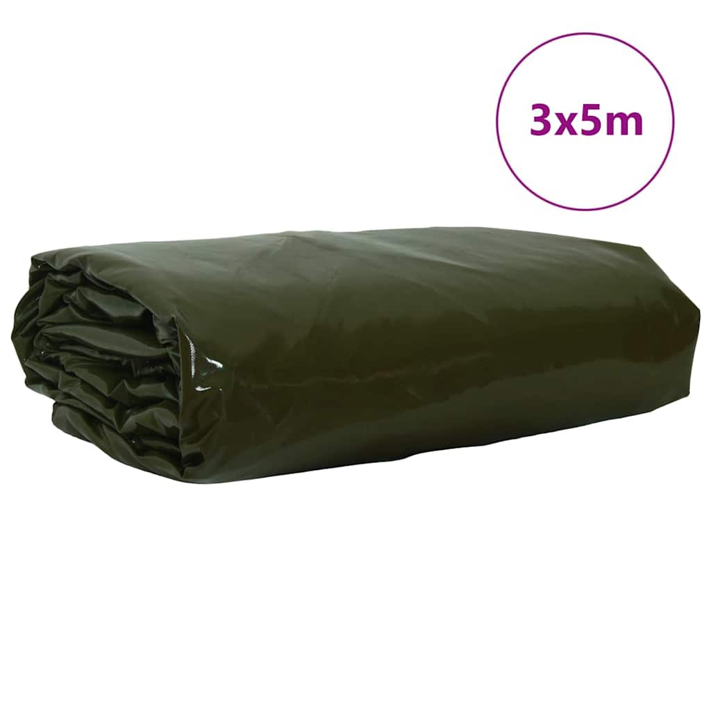 Tarpaulin 650g / m² Olive Green 3 x 5 m Canvas with PVC Coating