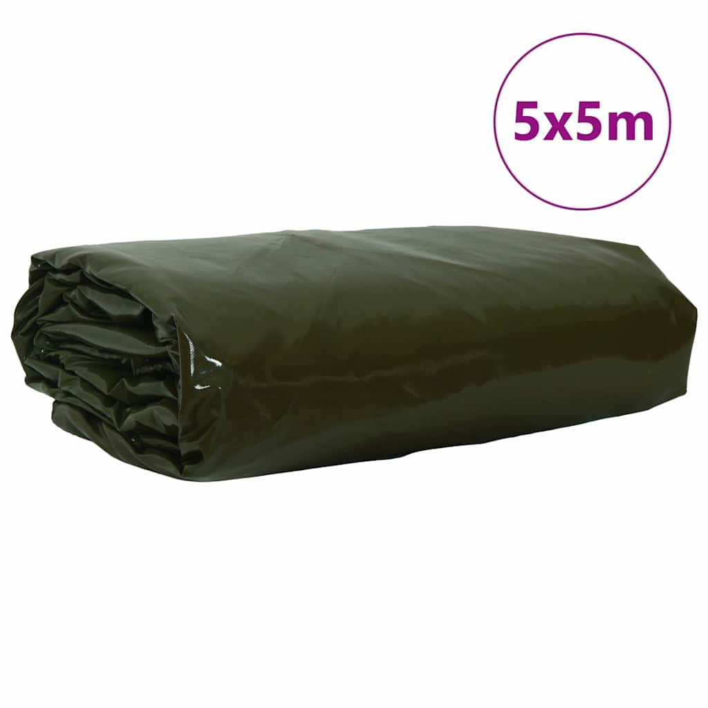 Tarpaulin 650g / m² Olive Green 5 x 5 m Canvas with PVC Coating