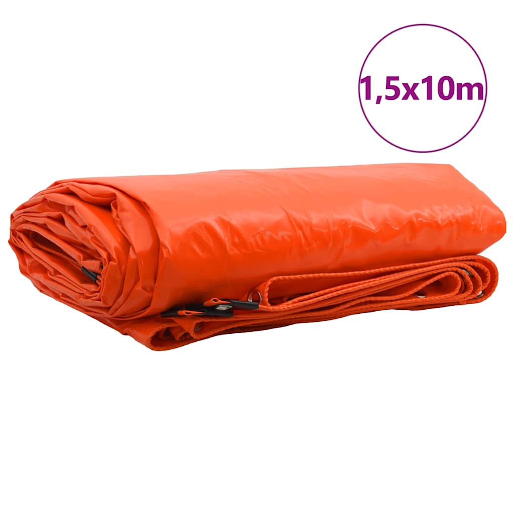 Tarpaulin 650g / m² Orange 1.5 x 10 m Canvas with PVC Coating