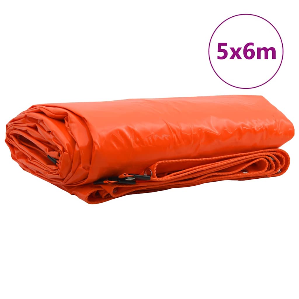 Tarpaulin 650g / m² Orange 5 x 6 m Canvas with PVC Coating