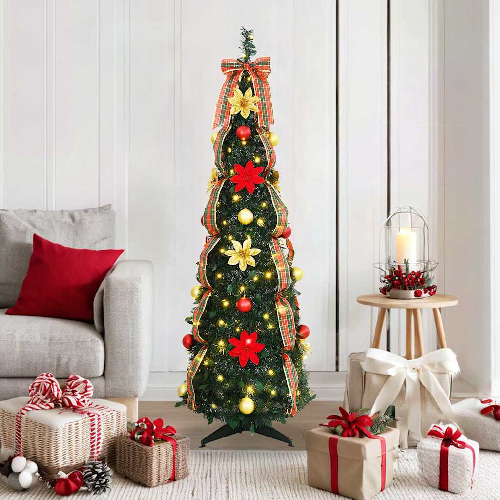 Artificial Christmas Tree with 100 LEDs Green 155 cm PVC