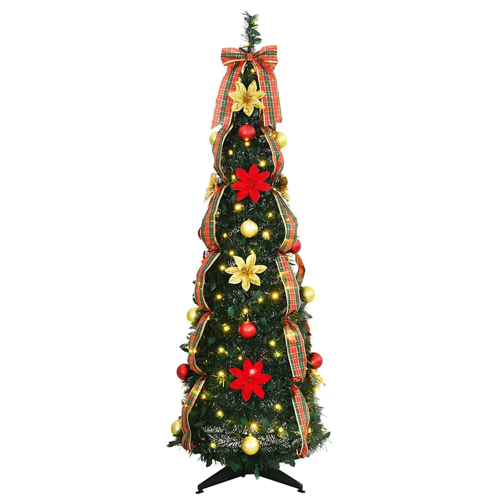 Artificial Christmas Tree with 100 LEDs Green 155 cm PVC