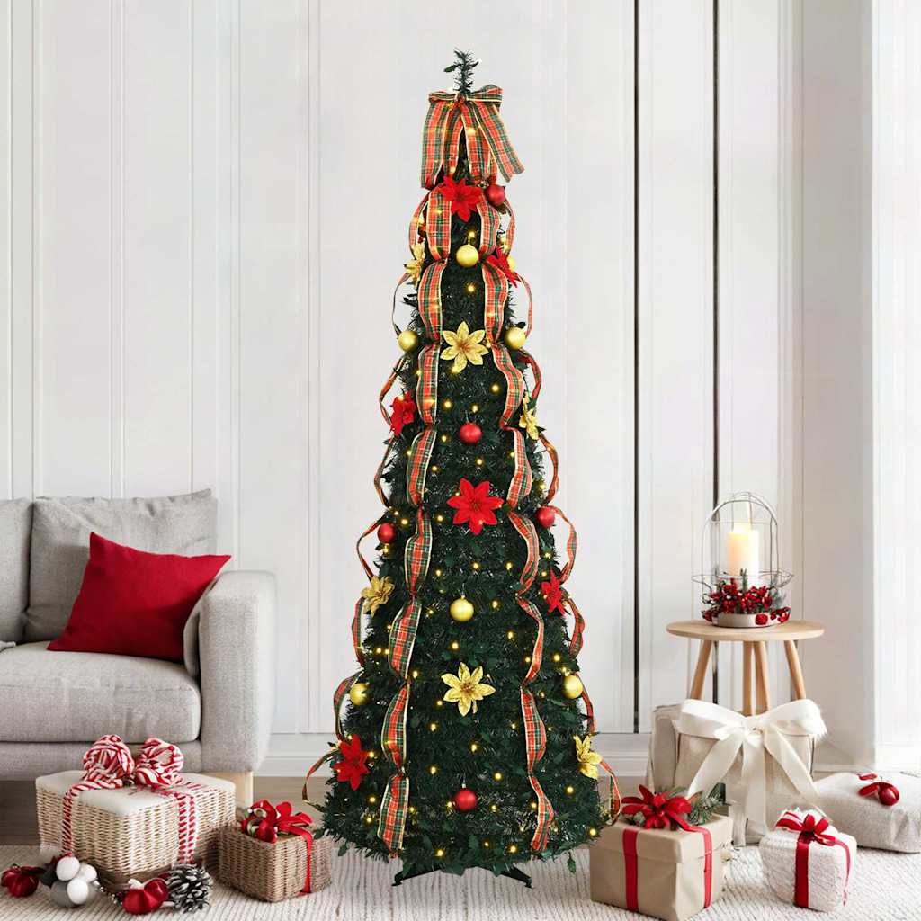 Artificial Christmas Tree with 200 LEDs Green 215 cm PVC