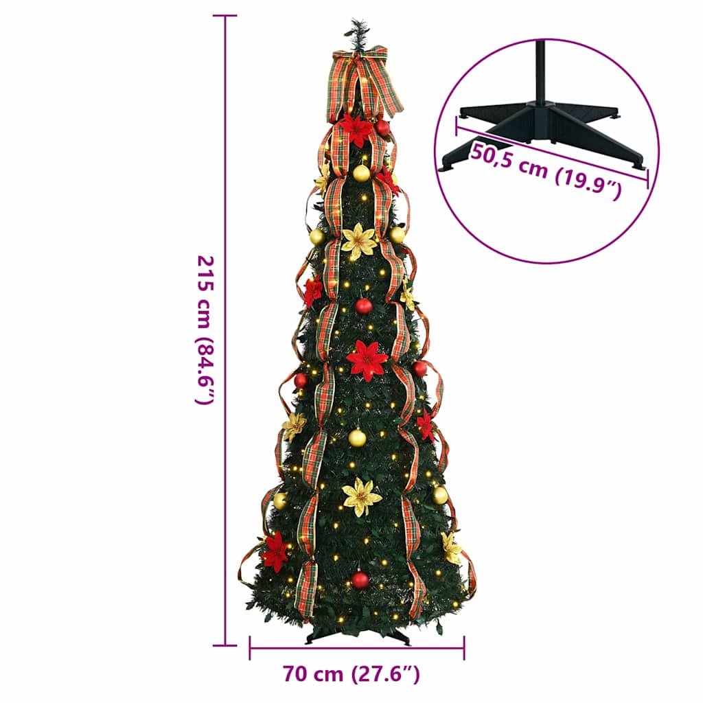 Artificial Christmas Tree with 200 LEDs Green 215 cm PVC