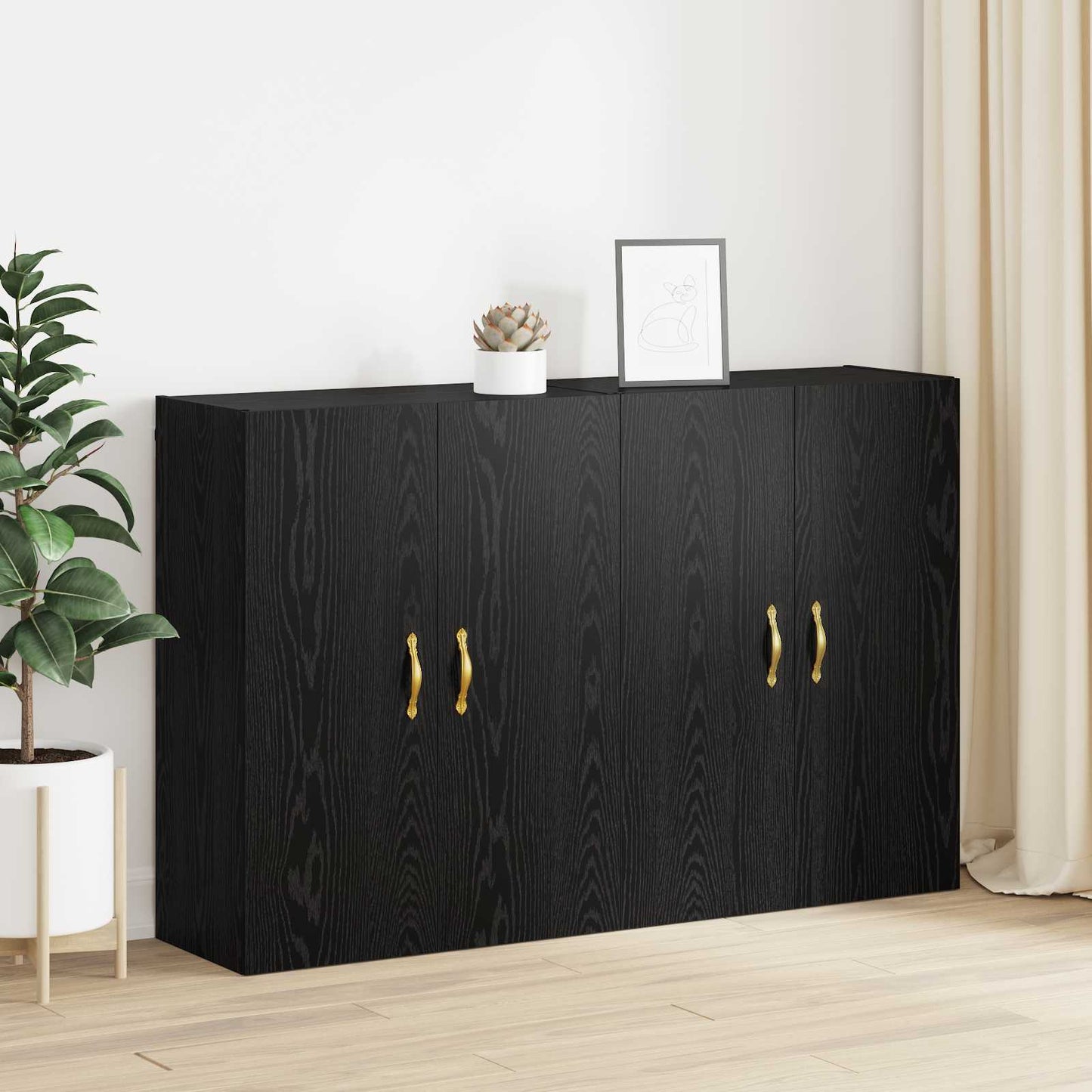 Wall-Mounted Cabinet 2 pcs Black Oak 69.5 x 34 x 90 cm