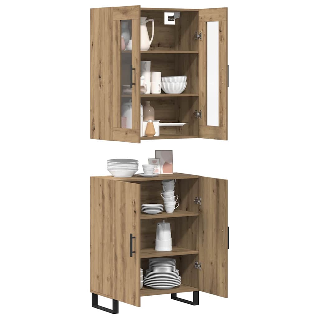 Highboard 2 pcs Artisan oak 69.5 x 34 x 180 cm Engineered wood