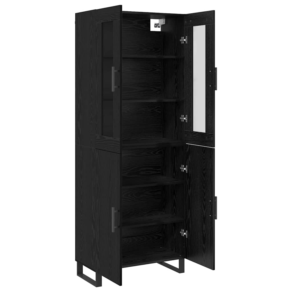 Highboard 2 pcs Black oak Engineered wood