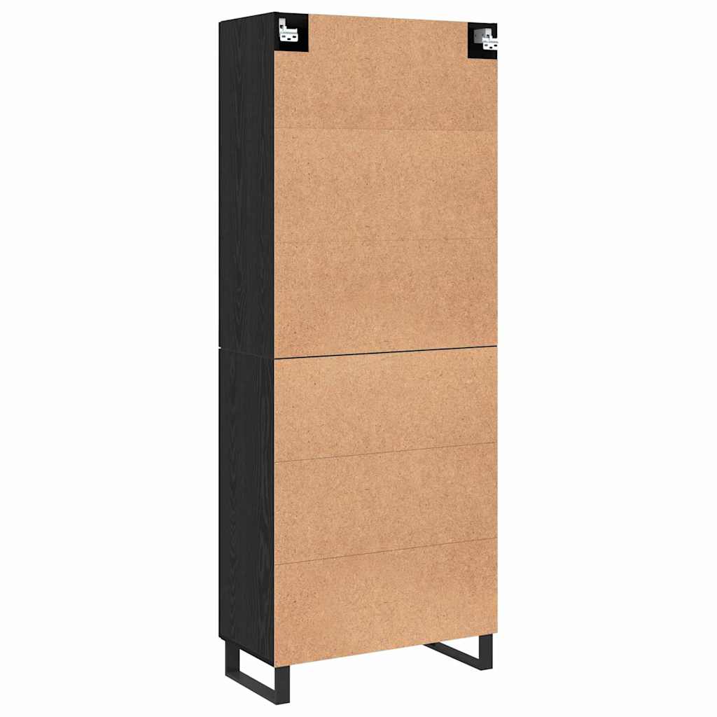 Highboard 2 pcs Black oak Engineered wood