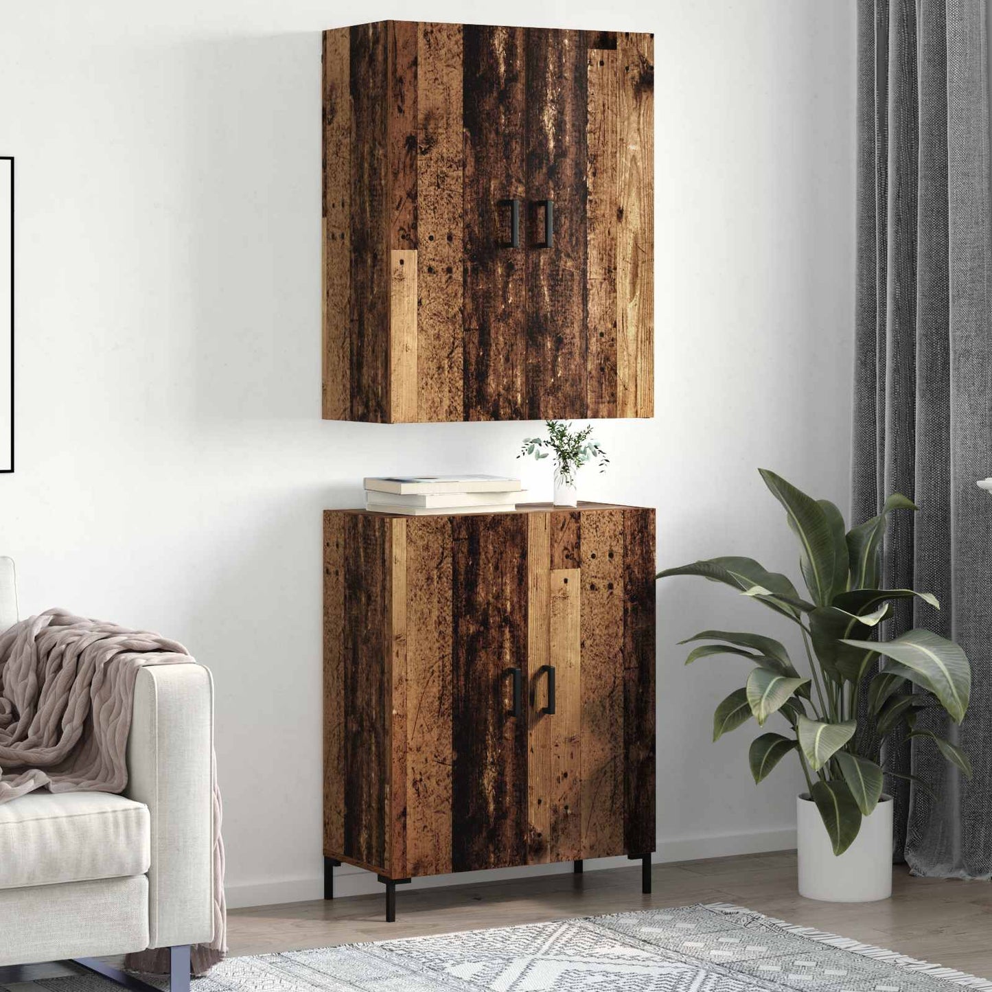 Highboard Old wood 69.5 x 34 x 180 cm Engineered Wood