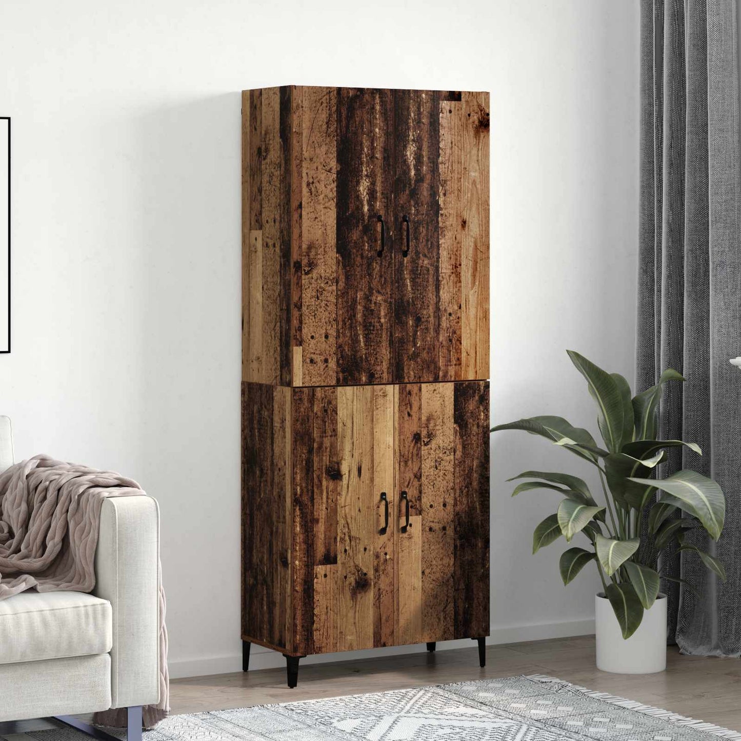 Highboard 2 pcs Old wood 69.5 x 34 x 180 cm Engineered Wood