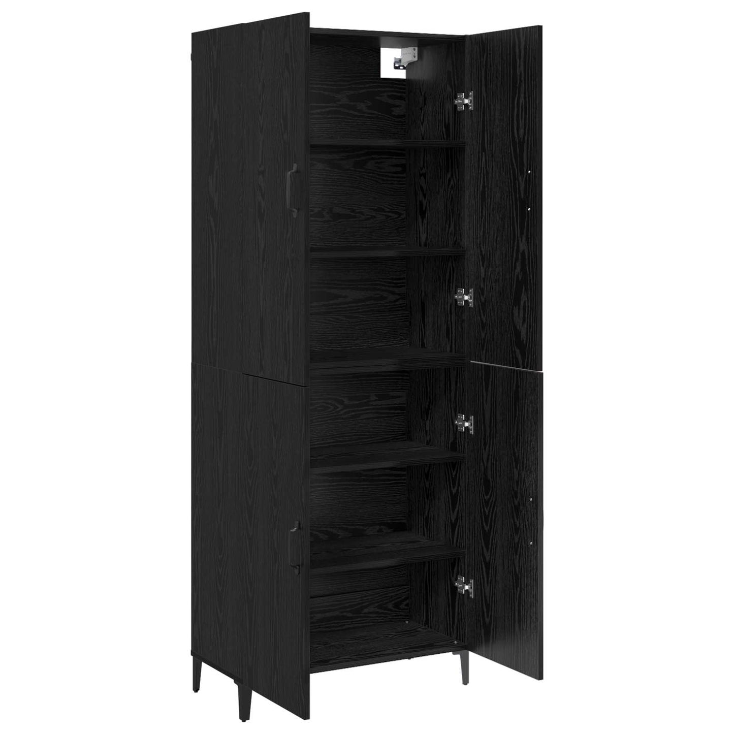 Highboard 2 pcs Black Oak Engineered Wood