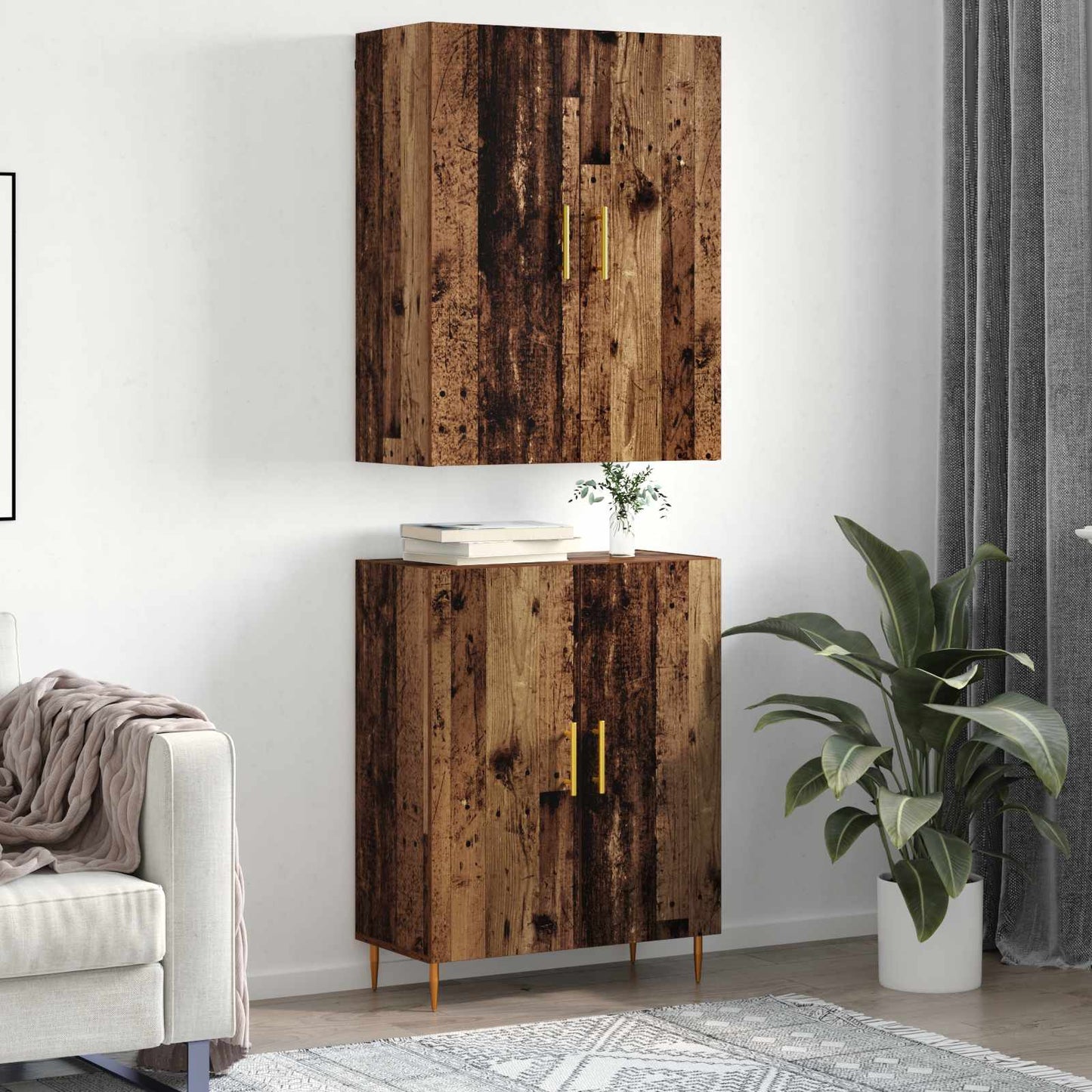 Highboard Old wood 69.5 x 34 x 180 cm Engineered Wood