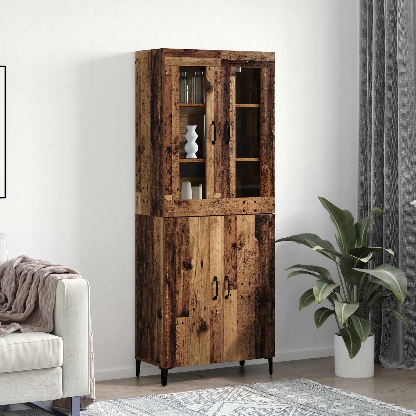 Highboard 2 pcs Old wood Engineered Wood