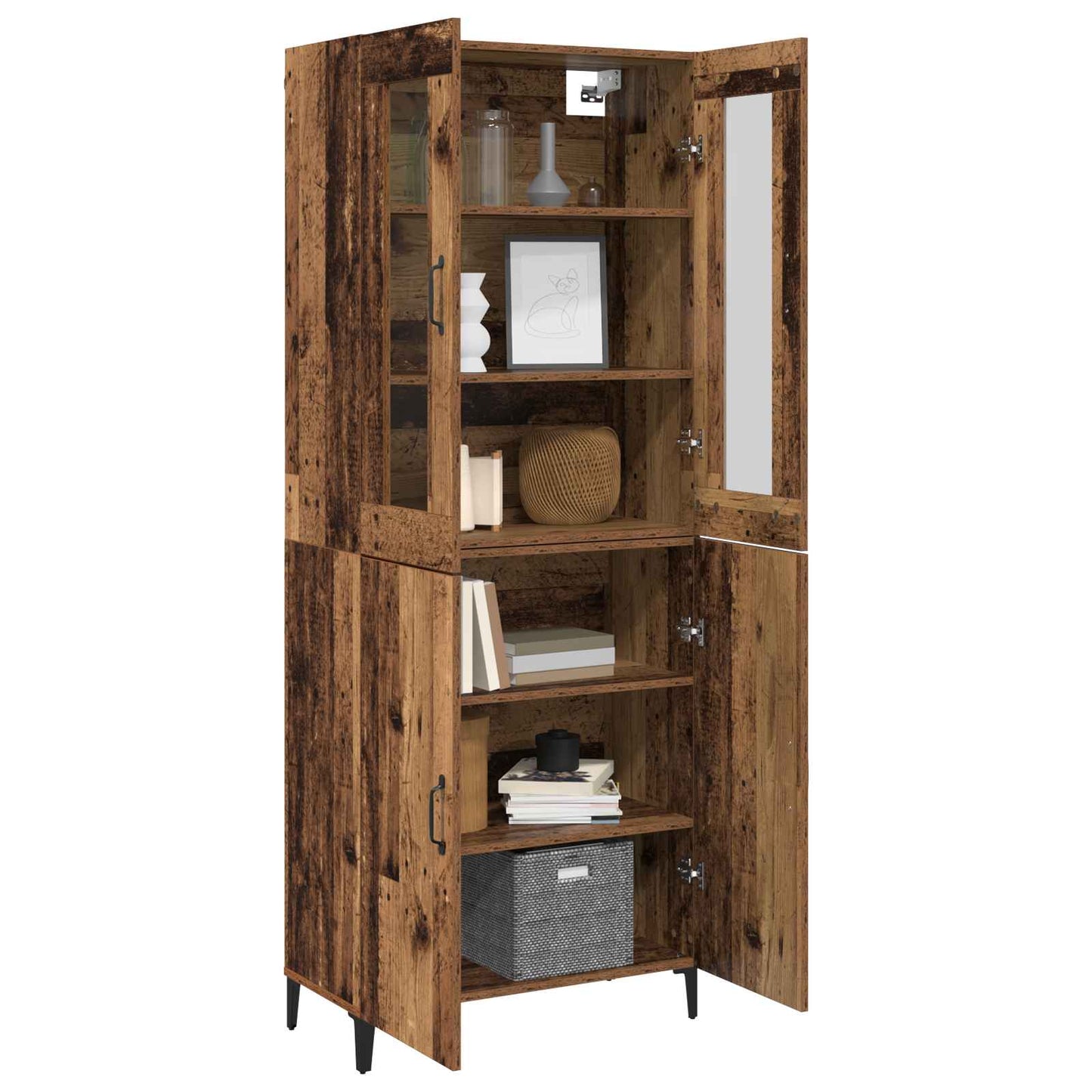 Highboard 2 pcs Old wood 69.5 x 34 x 180 cm Engineered Wood